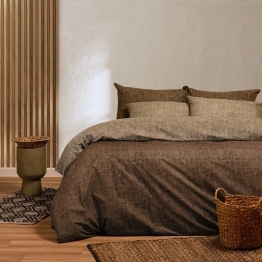Σετ Σεντόνια Polycotton King Size 260x270εκ. Amar Olive Casual Line Mini Melinen 20004277