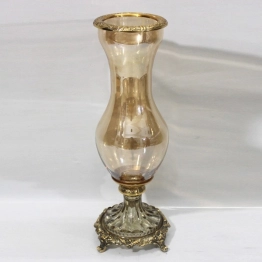 Βάζο Γυάλινο-Μεταλλικό Αντικέ Χρυσό-Μελί 13x36εκ. ESTHETI 819-00427