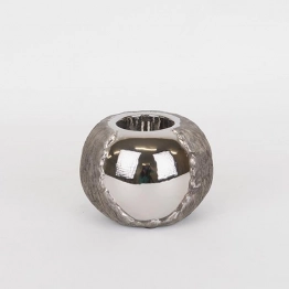 Κηροπήγιο Ρεσώ Κεραμικό Ασημί-Καφέ 10,5x7,5εκ. ESTHETI 752-24055