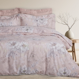 Πάπλωμα Βαμβακοσατέν Υπέρδιπλο 220x240εκ. Prestige 1711 Grey-Pink Das Home
