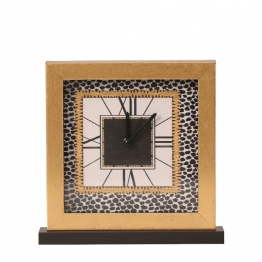 Ρολόι Επιτραπέζιο Λεοπάρ ​Polyresin Μαύρο ESPIEL 24,5x5x24,5εκ. MAF151