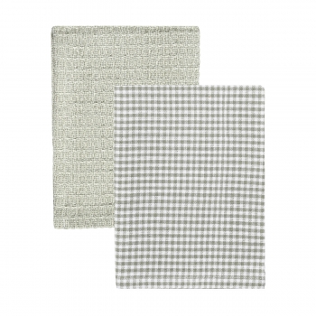 Σετ 2τμχ Πετσέτα Κουζίνας Βαμβακερή 45x65εκ. Piccolo Γκρι Estia 01-37895