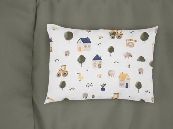 Μαξιλαροθήκη Bebe Φάκελος Βαμβακερή 35x45εκ. Village 579 White-Green DimCol