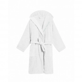 Μπουρνούζι Ενηλίκων Με Κουκούλα Βαμβακερό Small West White Makis Tselios