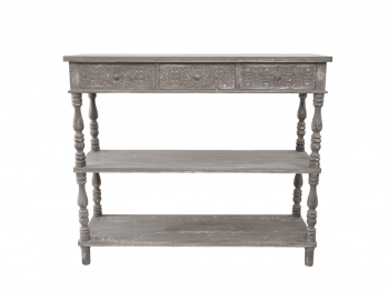 Κονσόλα Ξύλινη Με Ράφια Αντικέ Γκρι 120x40x97εκ. Zen Collection 25.29.51765