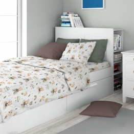 Σετ Σεντόνια 3τμχ Βαμβακερά Μονά 160x240εκ. Cloudy Bear 581 White-Olive Dimcol