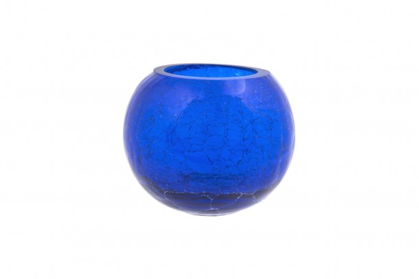 Κηροπήγιο Γυάλινο Κρακελέ Μπλε Art Et Lumiere 7,5x6,5εκ. 04602