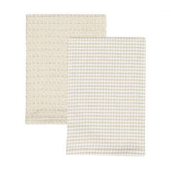 Σετ 2τμχ Πετσέτα Κουζίνας Βαμβακερή 45x65εκ. Piccolo Μπεζ Estia 01-37888