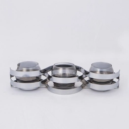 Κηροπήγιο 3 Θέσεων Μεταλλικό-Γυάλινο Ασημί-Γκρι 33,5x10x8εκ. ESTHETI 752-24038