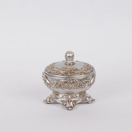 Διακοσμητικό Κουτάκι Με Καπάκι Polyresin Ασημί 11,5x10,2εκ. ESTHETI 752-28617