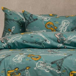 Ζεύγος Μαξιλαροθήκες Φανελένιες 53x72εκ. Music Petrol Winter Line Kids Melinen 20004084