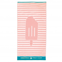Πετσέτα Θαλάσσης Βαμβακερή 70x140εκ. Beach Towels 3892 Ροζ-Τυρκουάζ-Λευκή Greenwich Polo Club Junior