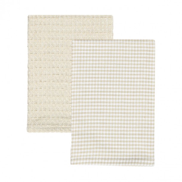 Σετ 2τμχ Πετσέτα Κουζίνας Βαμβακερή 45x65εκ. Piccolo Μπεζ Estia 01-37888