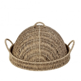 Δίσκος Σερβιρίσματος Με Καπάκι Ψάθινος Μπεζ ESPIEL 32x32x17εκ. KOD144