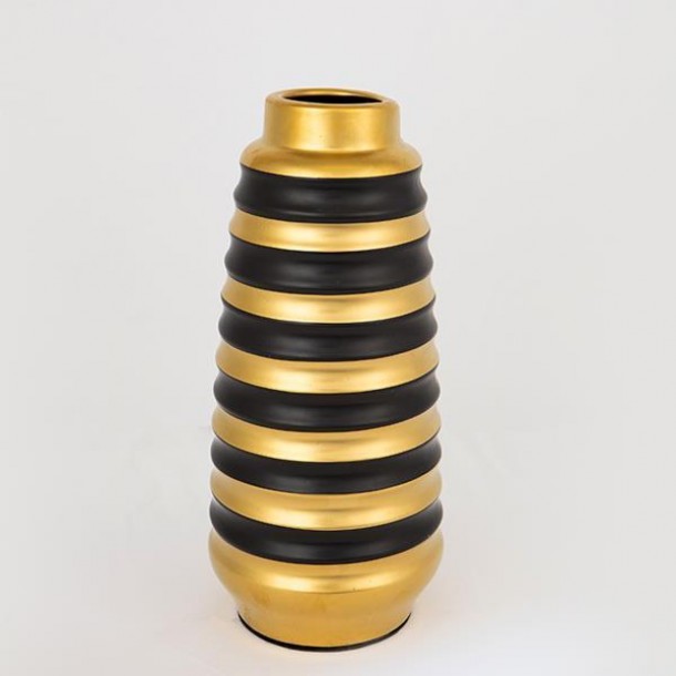 Βάζο Κεραμικό Μαύρο-Χρυσό 13,5x13,5x30,5εκ. ESTHETI 752-20067