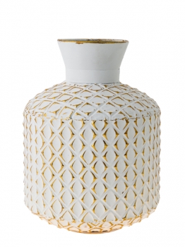 Βάζο Μεταλλικό Χρυσό-Λευκό 27x37,5εκ. Zen Collection 24.27.49923