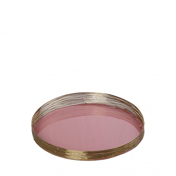 Διακοσμητικός Δίσκος Μεταλλικός Χρυσός-Ροζ ESPIEL 30x5εκ. AKA210
