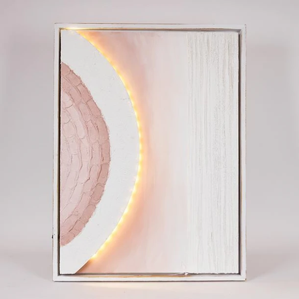 Πίνακας Καμβάς Με Led Ανάγλυφος Λευκός-Μπεζ 60x5x80εκ. ESTHETI 812-10008