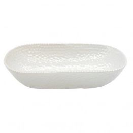 Διακοσμητική Πιατέλα Κεραμική Λευκή Art Et Lumiere 37,5x16,5x7εκ. 40811