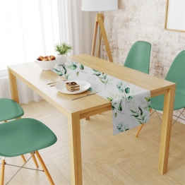 Runner Αλέκιαστο Polycotton 40x180εκ. Green Leaves 462 White-Green DimCol