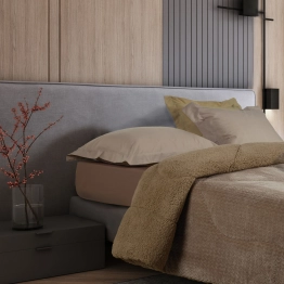 Κουβερτοπάπλωμα Fleece-Sherpa Μονό 160x220εκ. Blankets 1367 Taupe Das Home