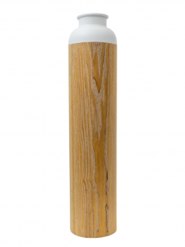 Βάζο Μεταλλικό Λευκό-Καφέ 16x16x70εκ. Zen Collection 24.6.49682