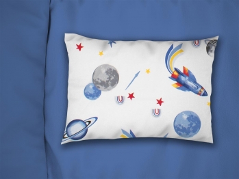 Μαξιλαροθήκη Bebe Φάκελος Βαμβακερή 35x45εκ. Space Mission 184 White-Blue DimCol