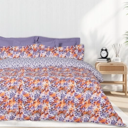 Σετ Σεντόνια Polycotton Μονά Με Λάστιχο 120x200+35εκ. Casual 5430 Πορτοκαλί-Μωβ Das Home