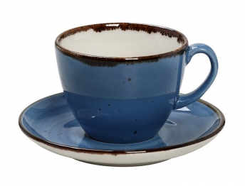 Φλυτζάνι Με Πιατάκι Cappuccino Πορσελάνης 220ml Terra Blue ESPIEL TLF111K6