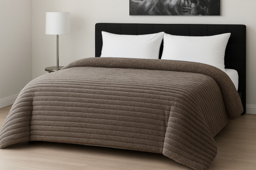 Κουβερτοπάπλωμα Flannel Comfort Υπέρδιπλο 220x240εκ. Rib Mocca Le Blanc 7001051-30