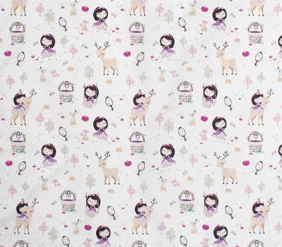 Πάνα Χασέ Βαμβακερή 80x80εκ. Lily & Deer 179 White-Pink DimCol