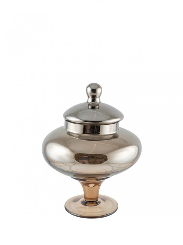 Φοντανιέρα Χειροποίητη Φυσητό Γυαλί Ασημί-Καφέ 19,5x25εκ. Zen Collection 25.43.52158