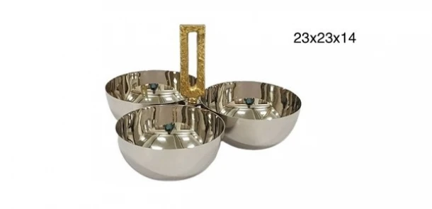 Ορντερβιέρα 3 Θέσεων Ανοξείδωτη Αλουμινίου Ασημί-Χρυσή 23x23x14εκ. Capolavoro 21.000.1013