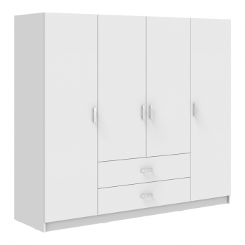 Ντουλάπα τετράφυλλη Royal pakoworld με συρτάρια λευκό 200x58x177εκ