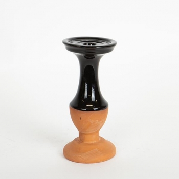Κηροπήγιο Κεραμικό Terracotta-Μαύρο 9,5x9,5x20,7εκ. ESTHETI 752-25013