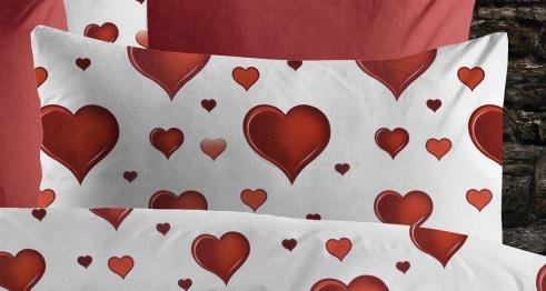 Μαξιλαροθήκη Φάκελος Polycotton 50x70εκ. Πάθος 607 White-Red DimCol