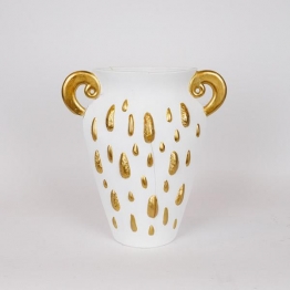 Βάζο Κεραμικό Λευκό-Χρυσό 33,5x15,2x37,5εκ. ESTHETI 819-00366