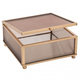 Μπιζουτιέρα Με Καθρέπτη Μεταλλική Χρυσή-Μελί 13x13x6εκ. iliadis 89412