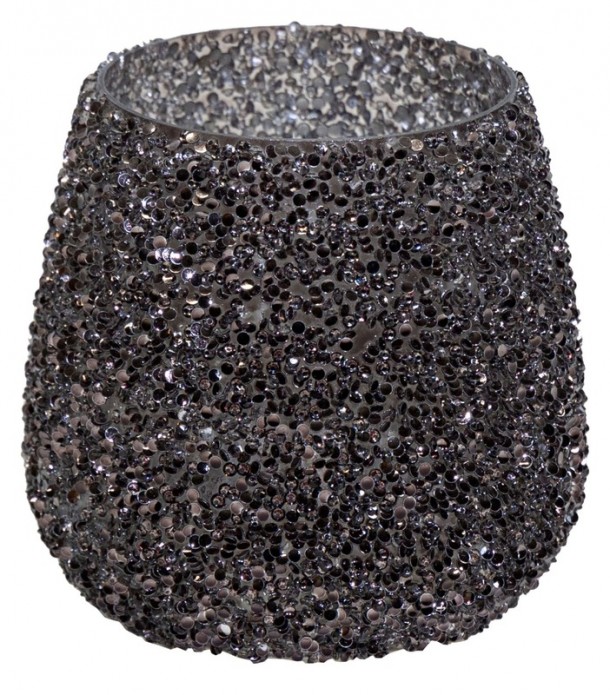 Κηροπήγιο Γυάλινο 9,5x9εκ. Strass Black Art Et Lumiere 30544