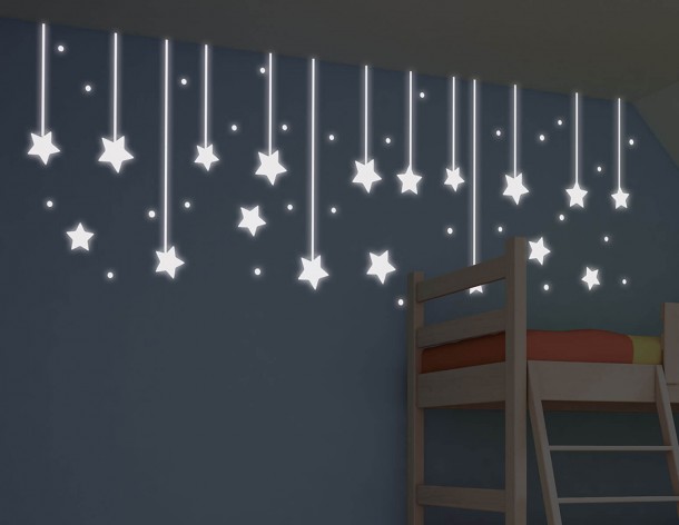 Αυτοκόλλητο Τοίχου Φωσφοριζέ Hanging Stars Ango 200x65εκ. 79227