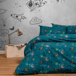 Σετ Σεντόνια Βαμβακερά Μονά 170x270εκ. Interstellar Petrol Kids Line Melinen 20004371
