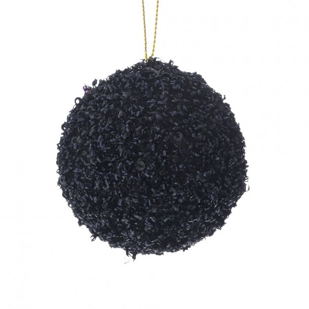 Χριστουγεννιάτικη Μπάλα Polyfoam Μαύρη Glitter 6εκ. iliadis 83491