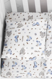 Μαξιλαροθήκη Φανελένια Bebe 35x45εκ. Elephant 074 White-Sky Blue DimCol