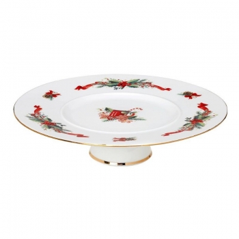Χριστουγεννιάτικη Πιατέλα Πορσελάνης Στρογγυλή 32εκ. Με Πόδι Christmas Magic CRYSPO TRIO 06.240.055