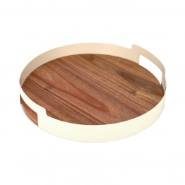 Δίσκος Σερβιρίσματος Ξύλινος Ακακίας-Μεταλλικός Ivory 30x4εκ. Allure Estia 01-24901