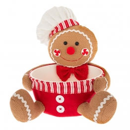 Χριστουγεννιάτικη Φιγούρα Gingerman Υφασμάτινη Καφέ-Κόκκινη 24x23x24εκ. iliadis 87929