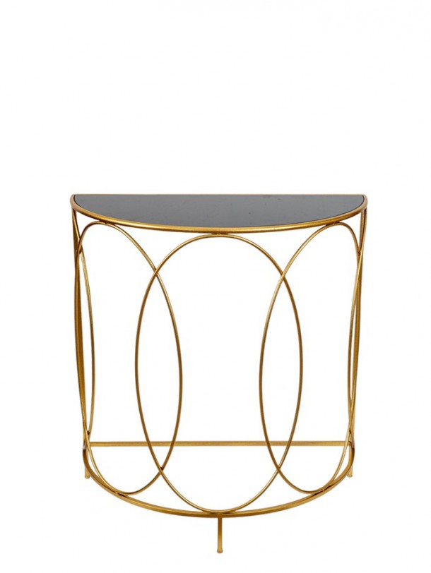 Κονσόλα Οβάλ Μεταλλική Με Τζάμι Χρυσή-Μαύρη 75x37,5x81εκ. Zen Collection 25.54.52040