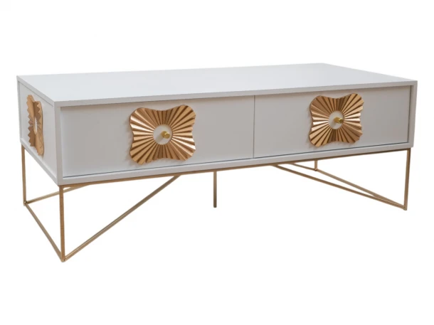Τραπεζάκι Σαλονιού Mdf Λευκό-Χρυσό 120x60x45εκ. Zen Collection 24.39.51295