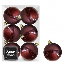Σετ Μπάλες 6τμχ Περλέ Μπορντώ Δ8εκ. Xmas fest 93-3542