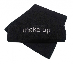 Πετσέτα Βαμβακερή Με Κέντημα Make Up 30x50εκ. Μαύρη Plain Line
